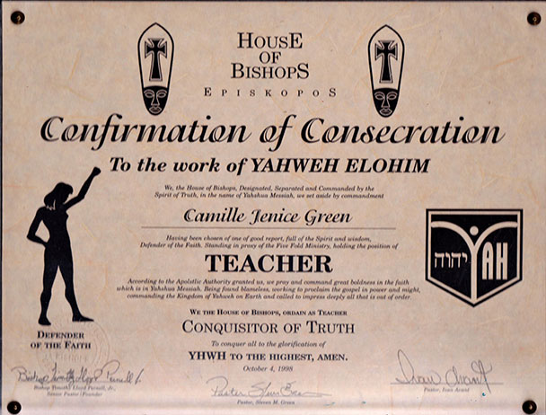 Confirmation of Consecration
